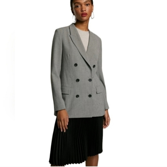 Babaton Samuel Check Blazer Black White Power suit Mini Houndstooth work evening